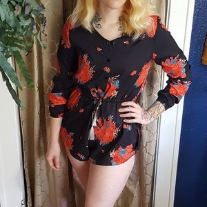 Long sleeve Romper with Roses